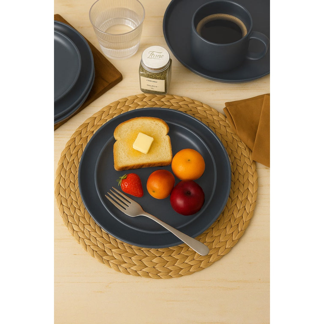 12-Piece Stoneware Dinnerware Set with Mugs – Microwave & Dishwasher Safe (Service for 3)