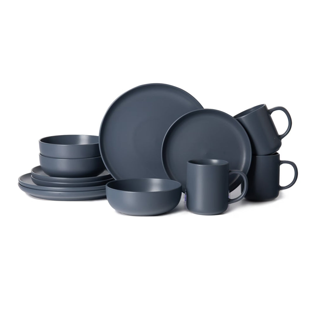 12-Piece Stoneware Dinnerware Set with Mugs – Microwave & Dishwasher Safe (Service for 3)