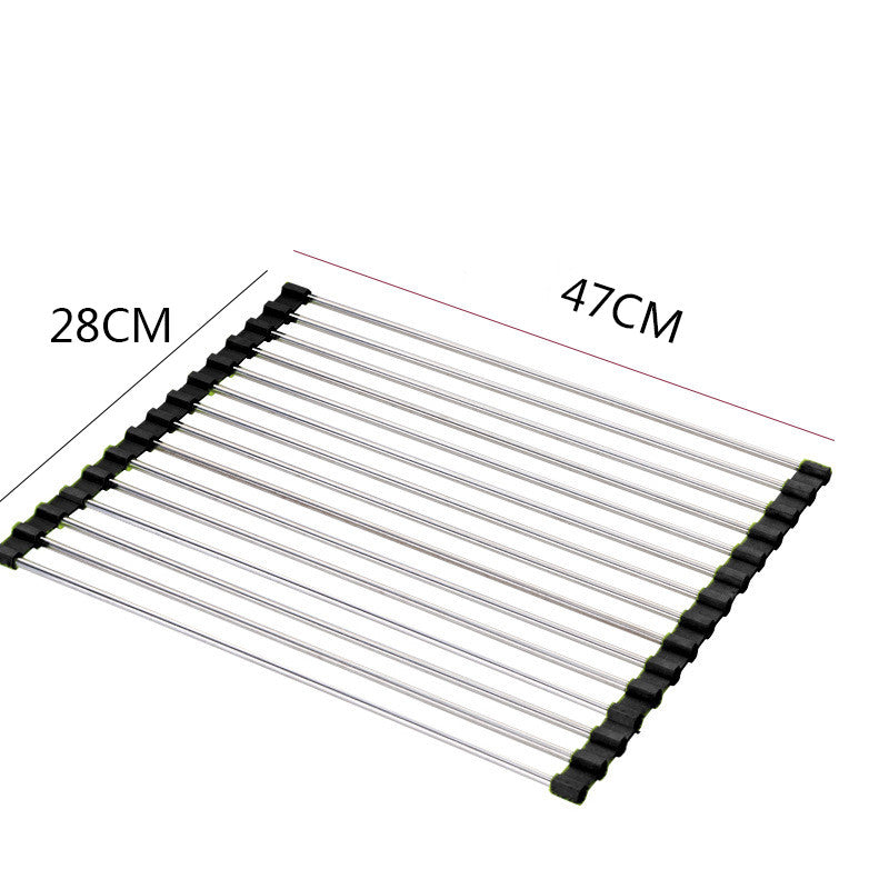 Foldable Stainless Steel Sink Drain Rack – Roll-Up Dish Drying Rack
