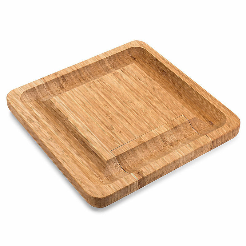Bamboo Cutting Board with Knife Drawer – Square Multipurpose Board Set