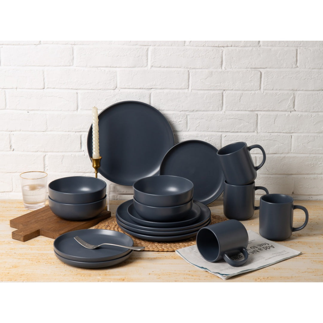12-Piece Stoneware Dinnerware Set with Mugs – Microwave & Dishwasher Safe (Service for 3)