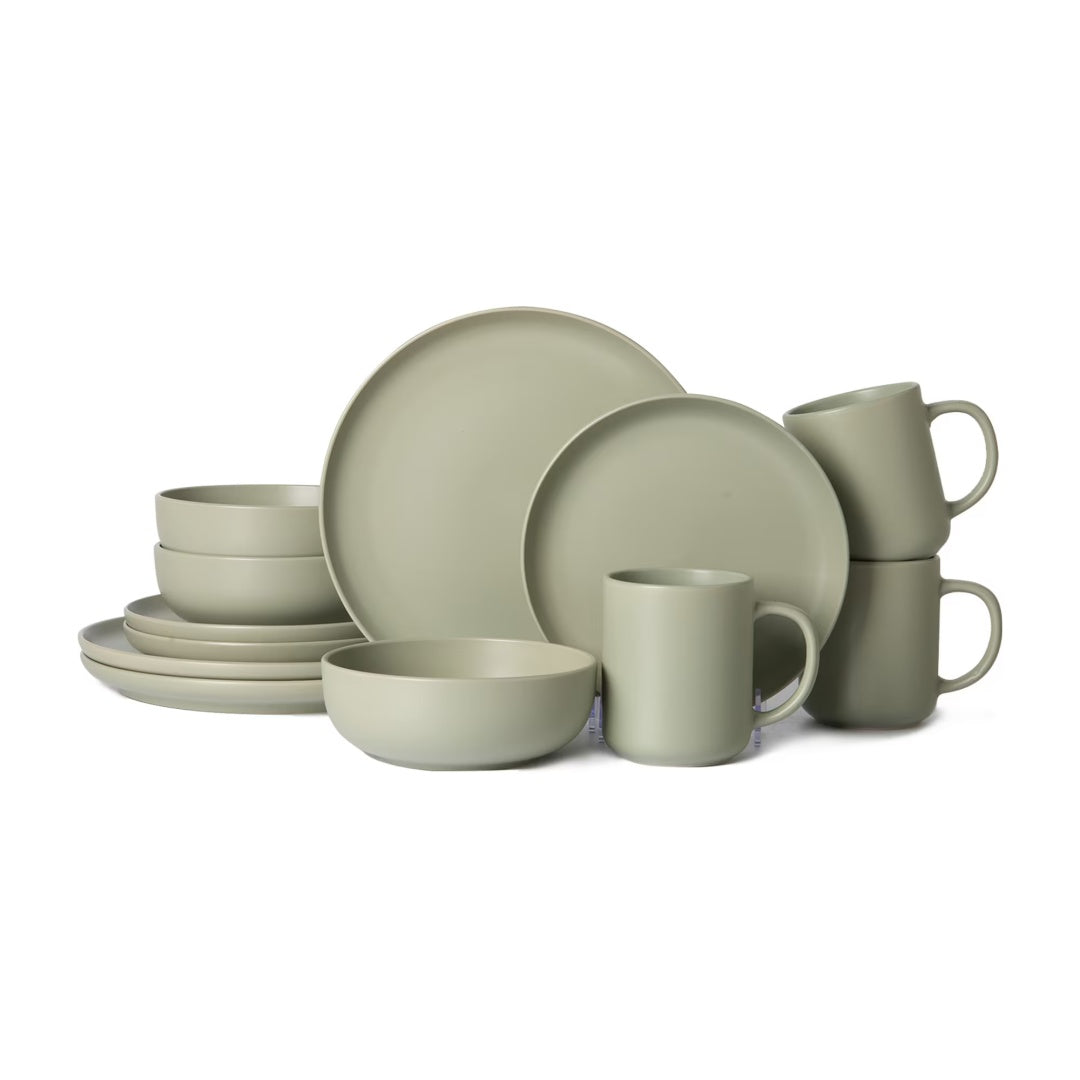 12-Piece Stoneware Dinnerware Set with Mugs – Microwave & Dishwasher Safe (Service for 3)