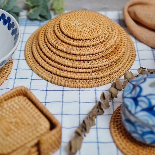 Rattan Coaster – Round or Square Tabletop Drink Coaster