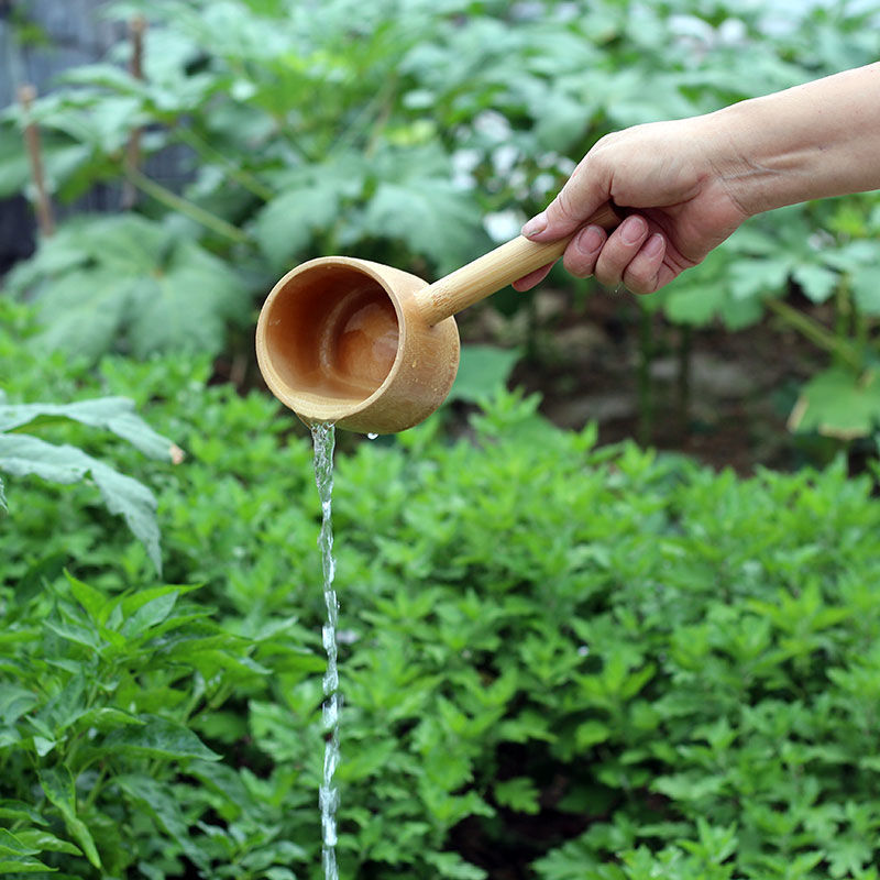 Bamboo Water Scooping Ladle with Handle – Garden & Household Dipper